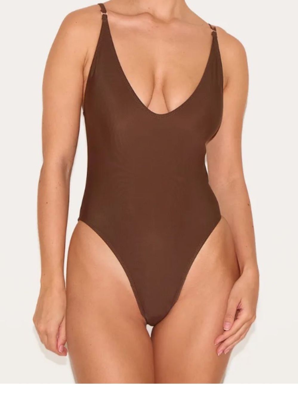 Women’s Brown One-Piece Swimsuit - Classic Scoop